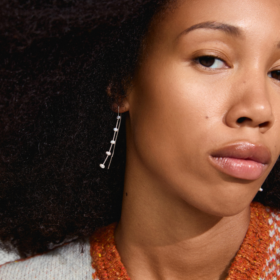 ZENAIA pearl chain earrings silver-plated - 6073