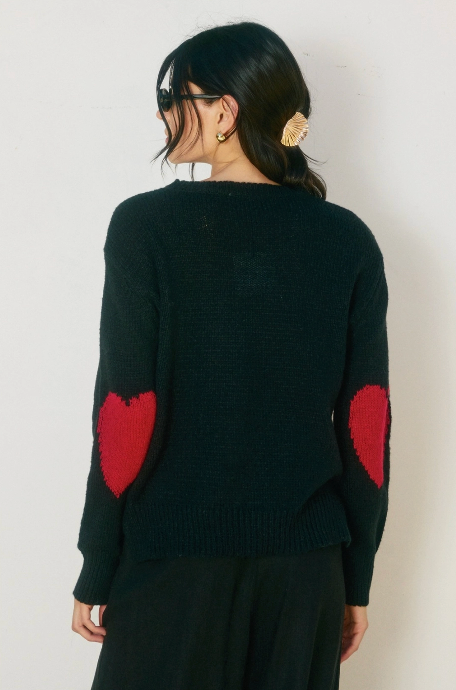 HEARTBREAKER Graphic Elbow Patch Jumper in Black
