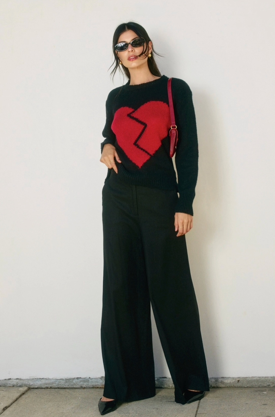 HEARTBREAKER Graphic Elbow Patch Jumper in Black