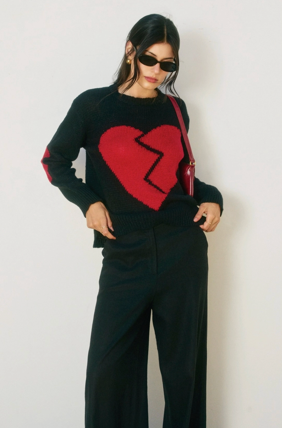 HEARTBREAKER Graphic Elbow Patch Jumper in Black