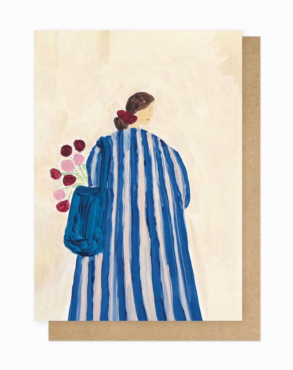 Lady with Flowers Greetings Card