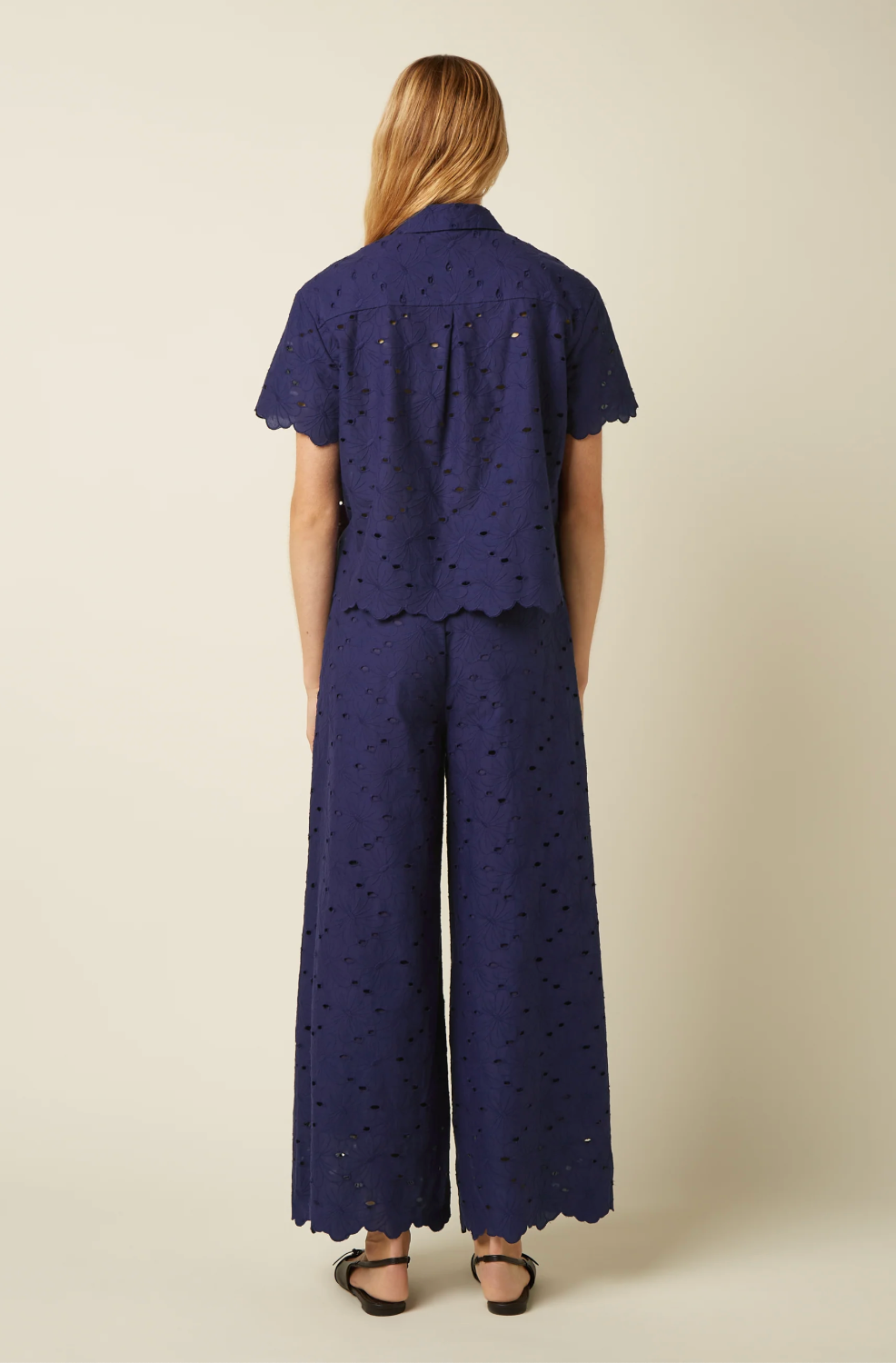 King Louie Evelina Cotton Broderie Anglaise Blouse in Beacon Blue