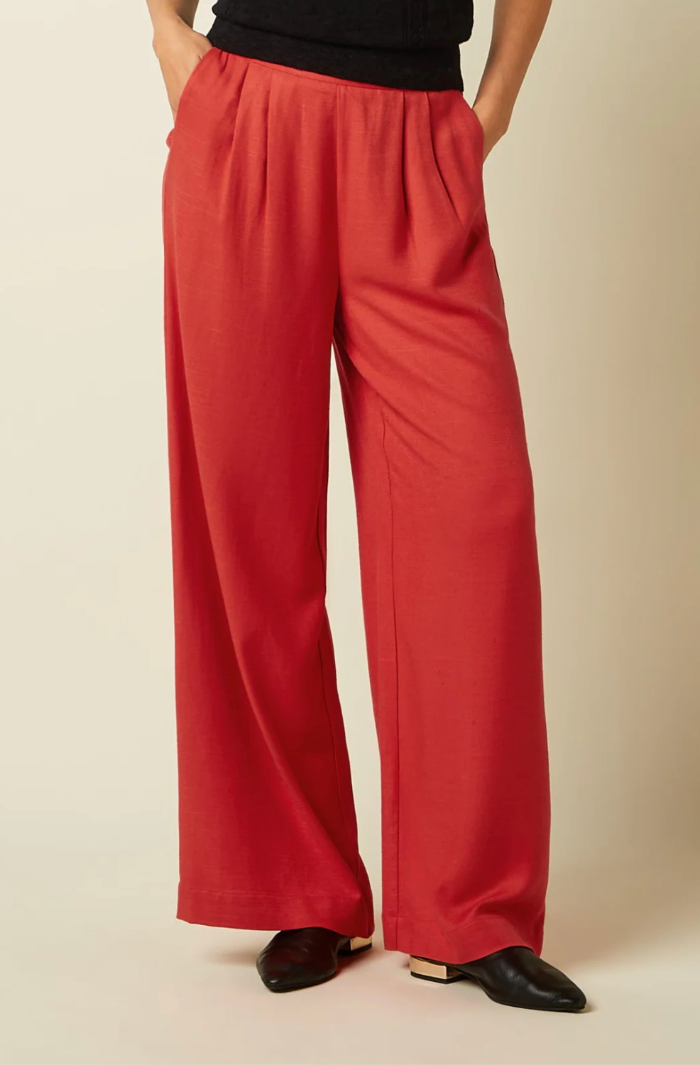King Louie IRMA Linen Blend Trousers in Bright Cameron Red