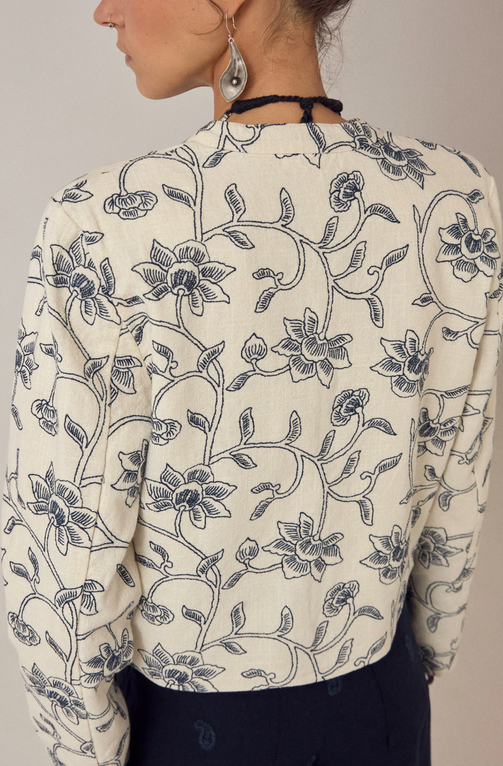 MASAKO Padded Jacket in White Fuji Sake Print