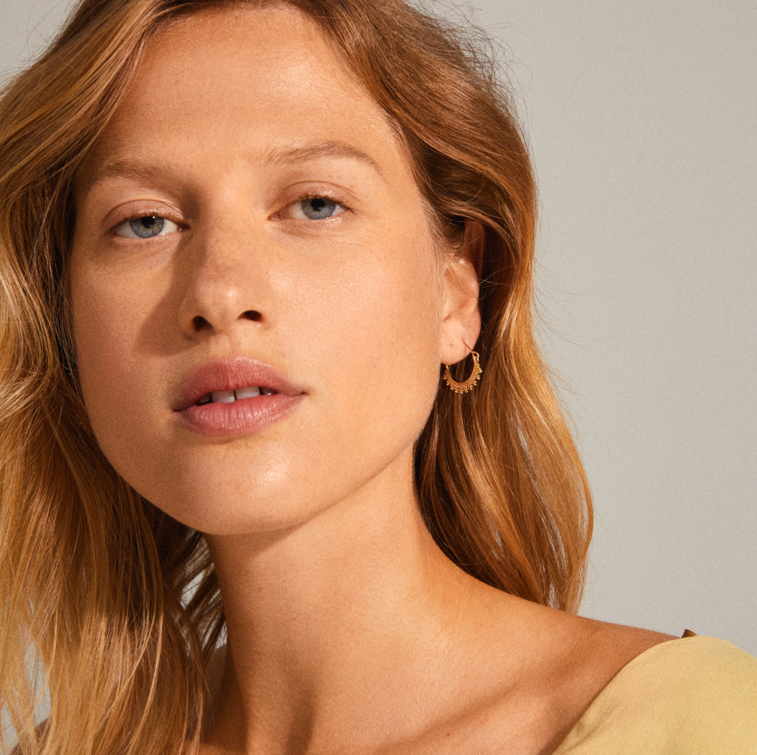 KIKU Half Hoop Boho Earrings in Gold