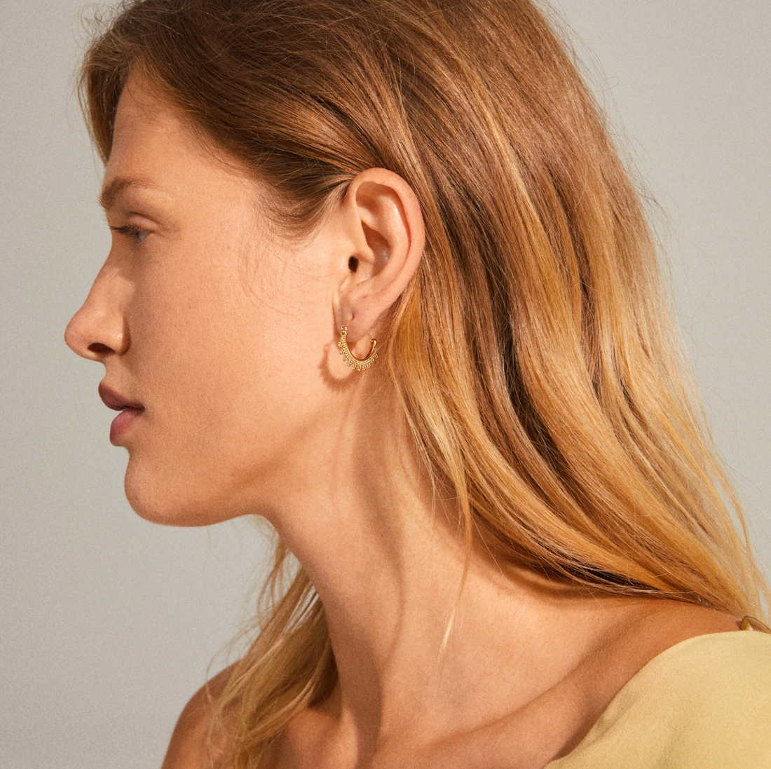 KIKU Half Hoop Boho Earrings in Gold