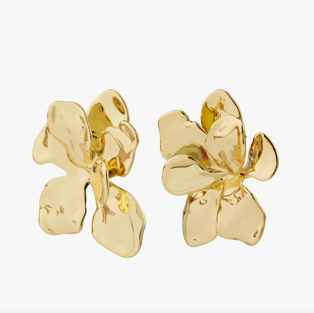 HALEN Large Flower Statement Earrings in Gold