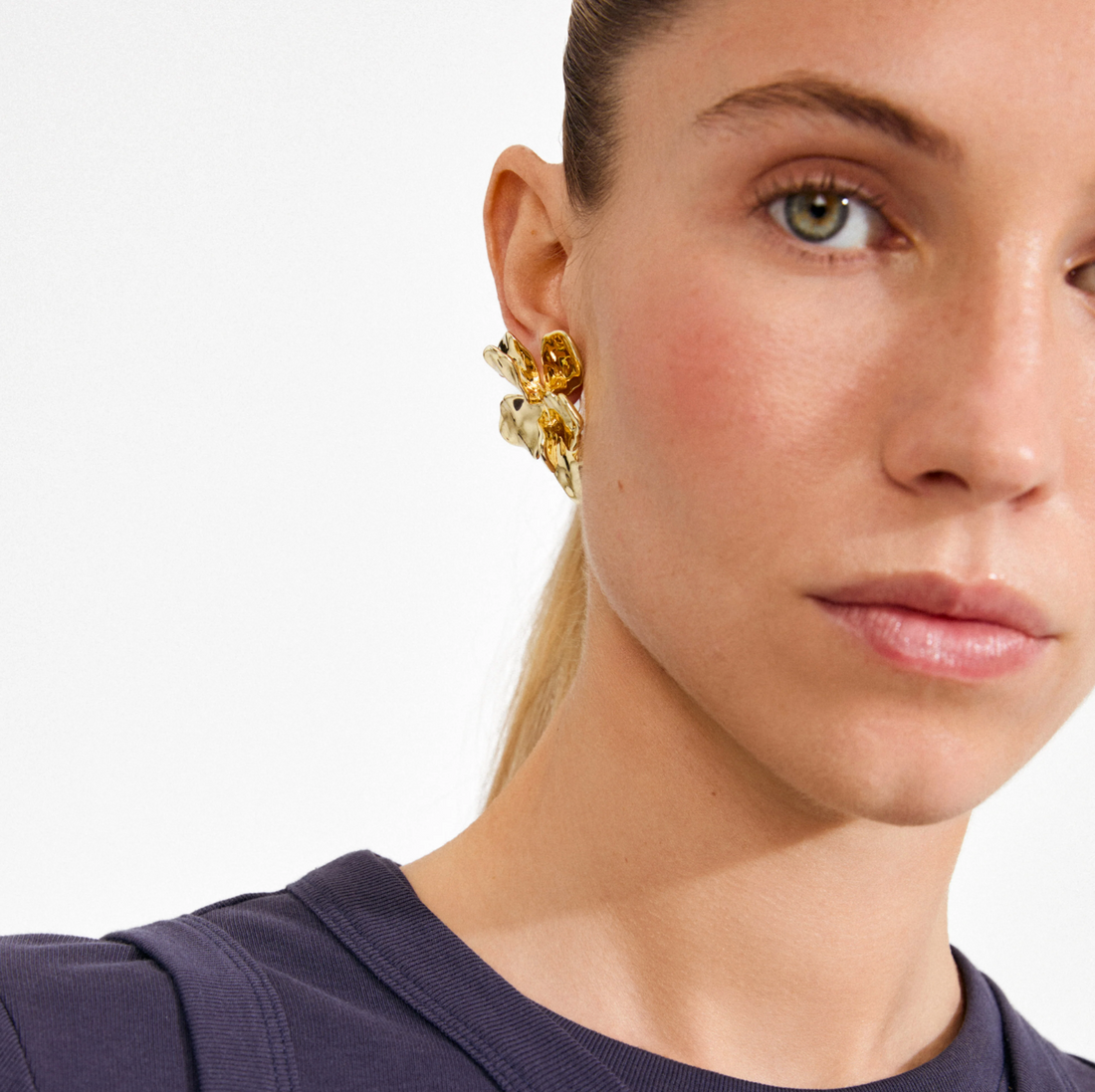 HALEN Large Flower Statement Earrings in Gold