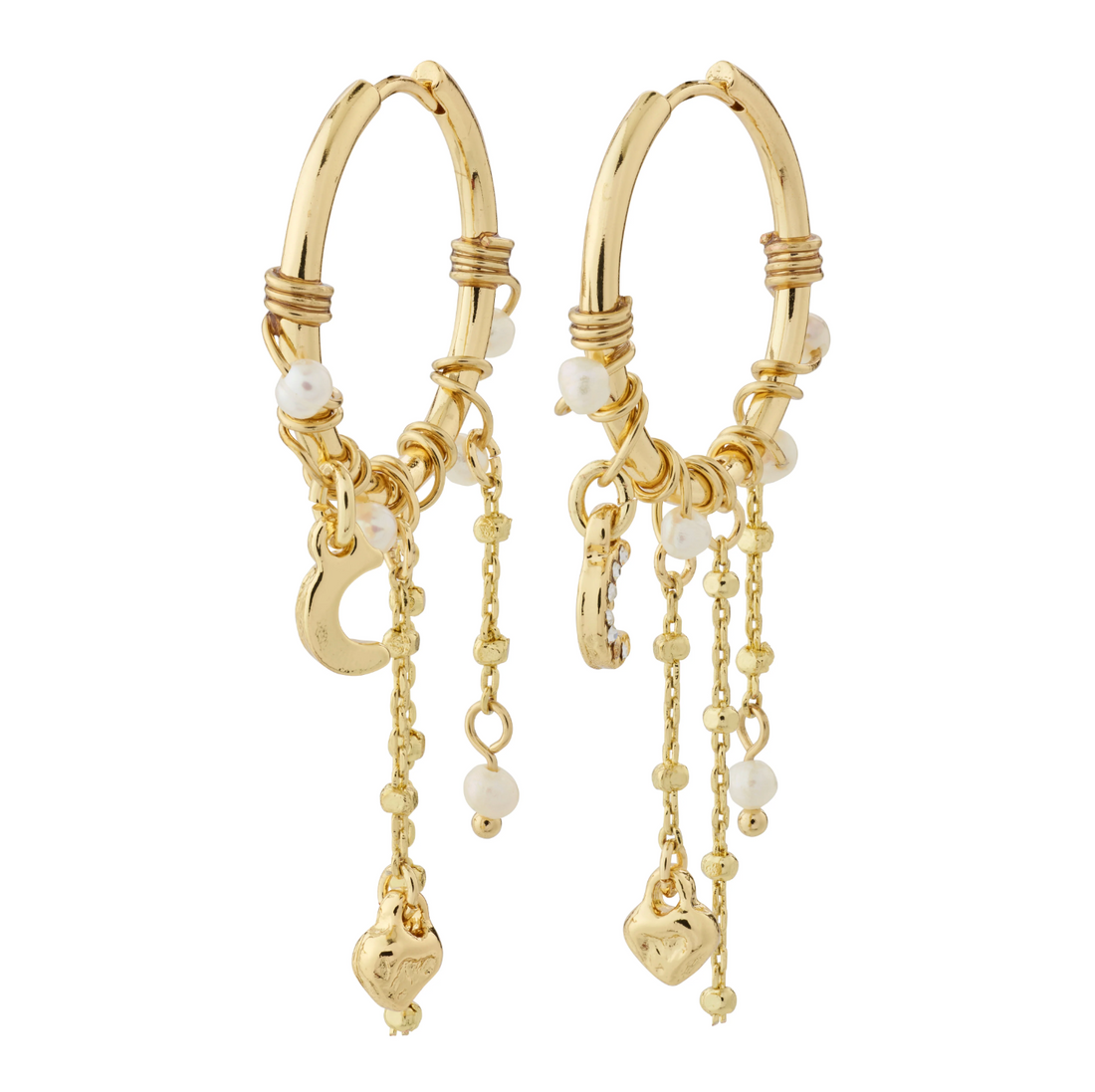 ARLET Charm Drop Hoop Earrings in Gold