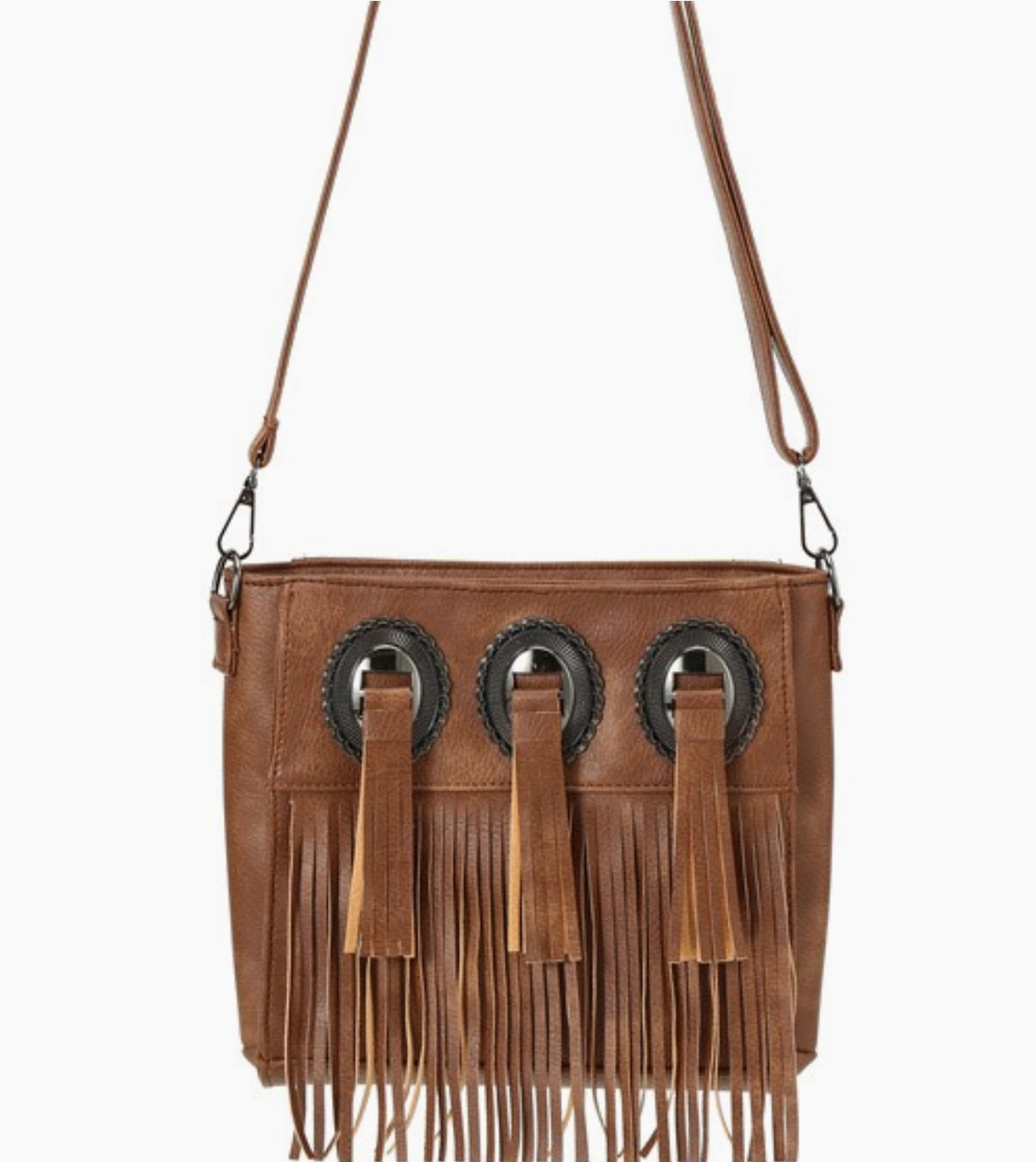 KUSH Vegan Leather Fringe Boho Bag in Brown