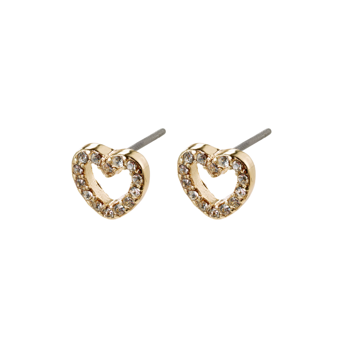 EDIE Crystal Heart Stud Earrings in Gold