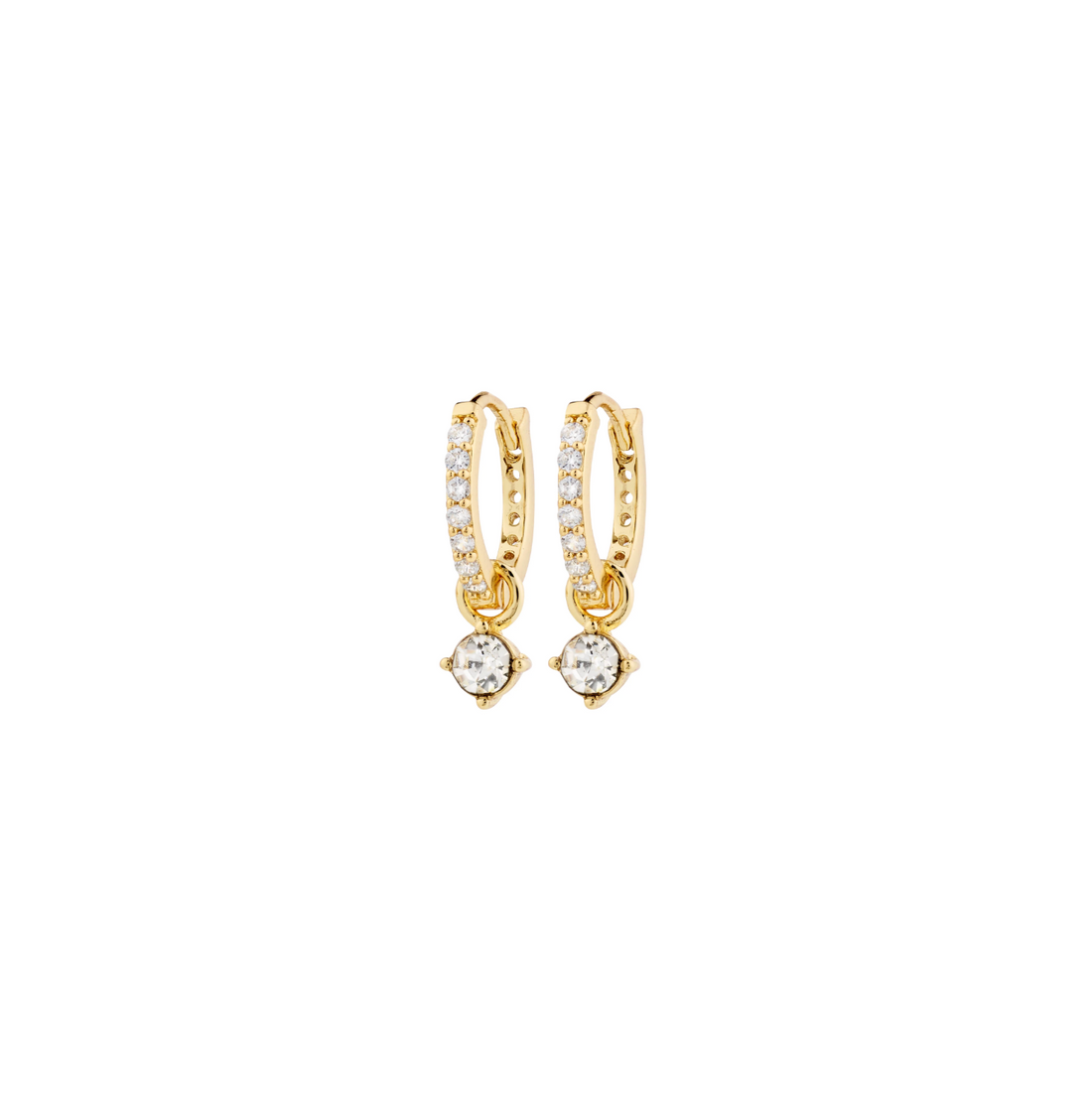 JOA Crystal Drop Hoop Earrings in Gold