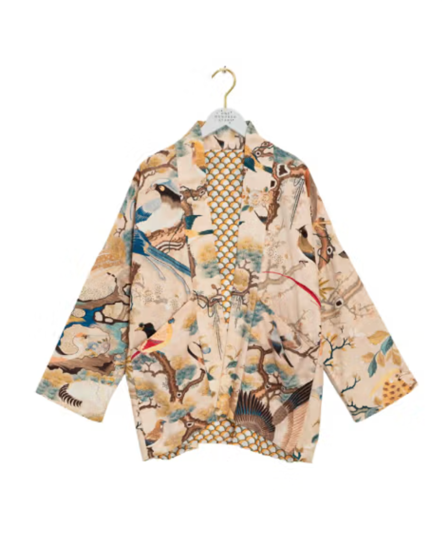 One Hundred Stars Cotton Pocket Jacket in Hummingbird Nude Print - JKPHUMNUD