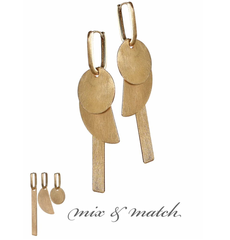 Geo Gallery Mix and Match Shapes Drop Earrings in Gold - LG250