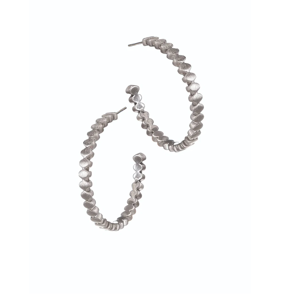 Cog hoops in brushed Silver - LG267
