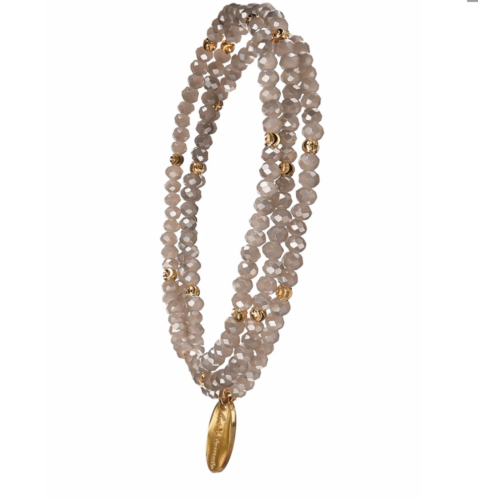 Triple Strand Crystal Stretch Bracelet in Storm Grey - LG291