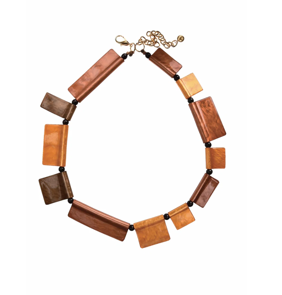 Gallery Flags Geometric Statement Necklace in Earthy Tones - LY012