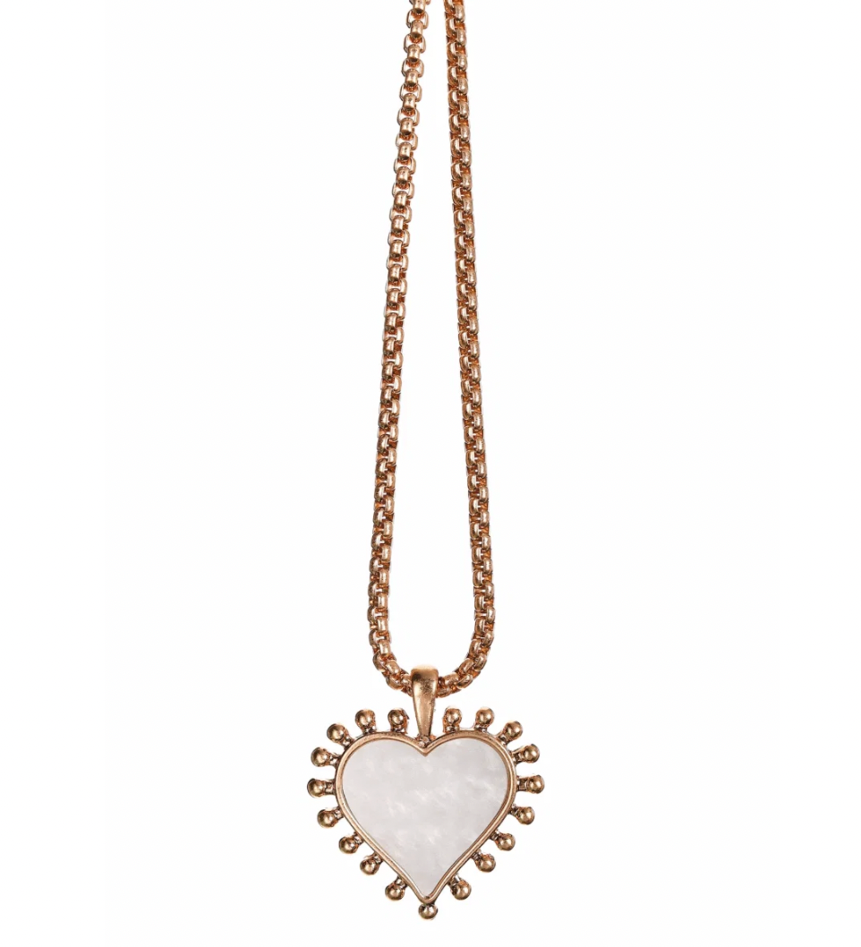 Love Divine Pendant Necklace in Gold and Pearly White - SC443