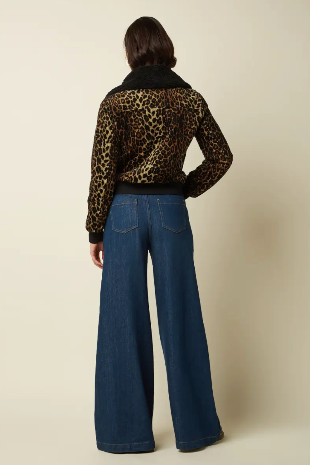 ARIZONA Leopard Print Jacket in Corduroy With Contrast Collar
