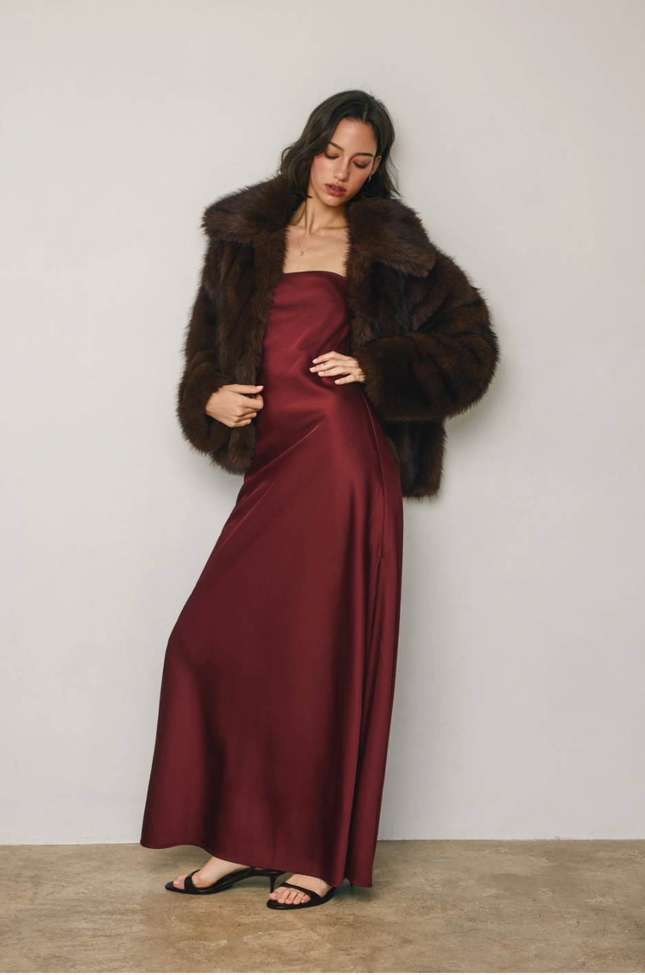 SADE Faux Fur Jacket in Chocolate Brown