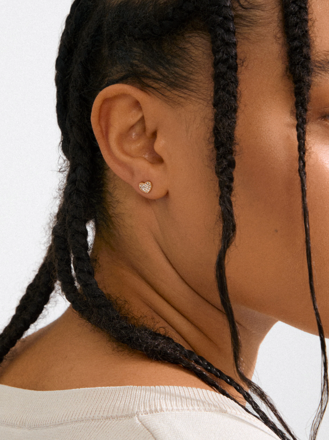 EMMETT Gold Crystal Heart Stud Earrings