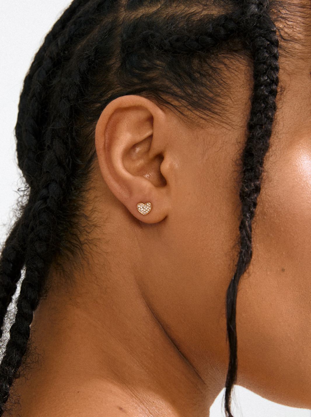 EMMETT Gold Crystal Heart Stud Earrings