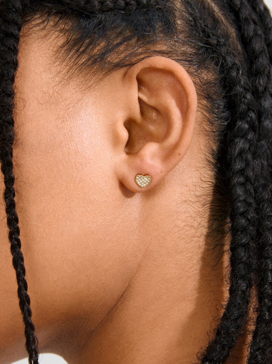 EMMETT Gold Crystal Heart Stud Earrings