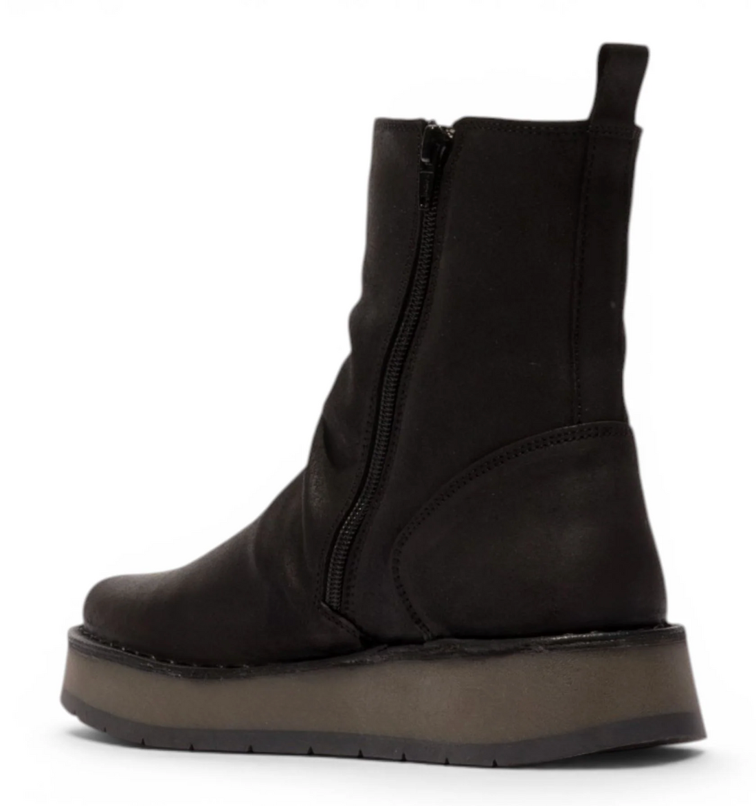 RENO 05 Slouch Leather Ankle Boots in Black Suede FLY London