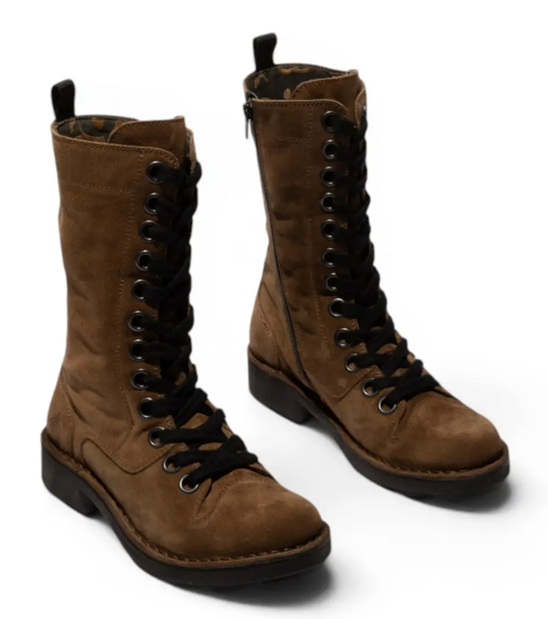 FLY NOLE 176 Flat Oil Suede Boots in Elephant Brown