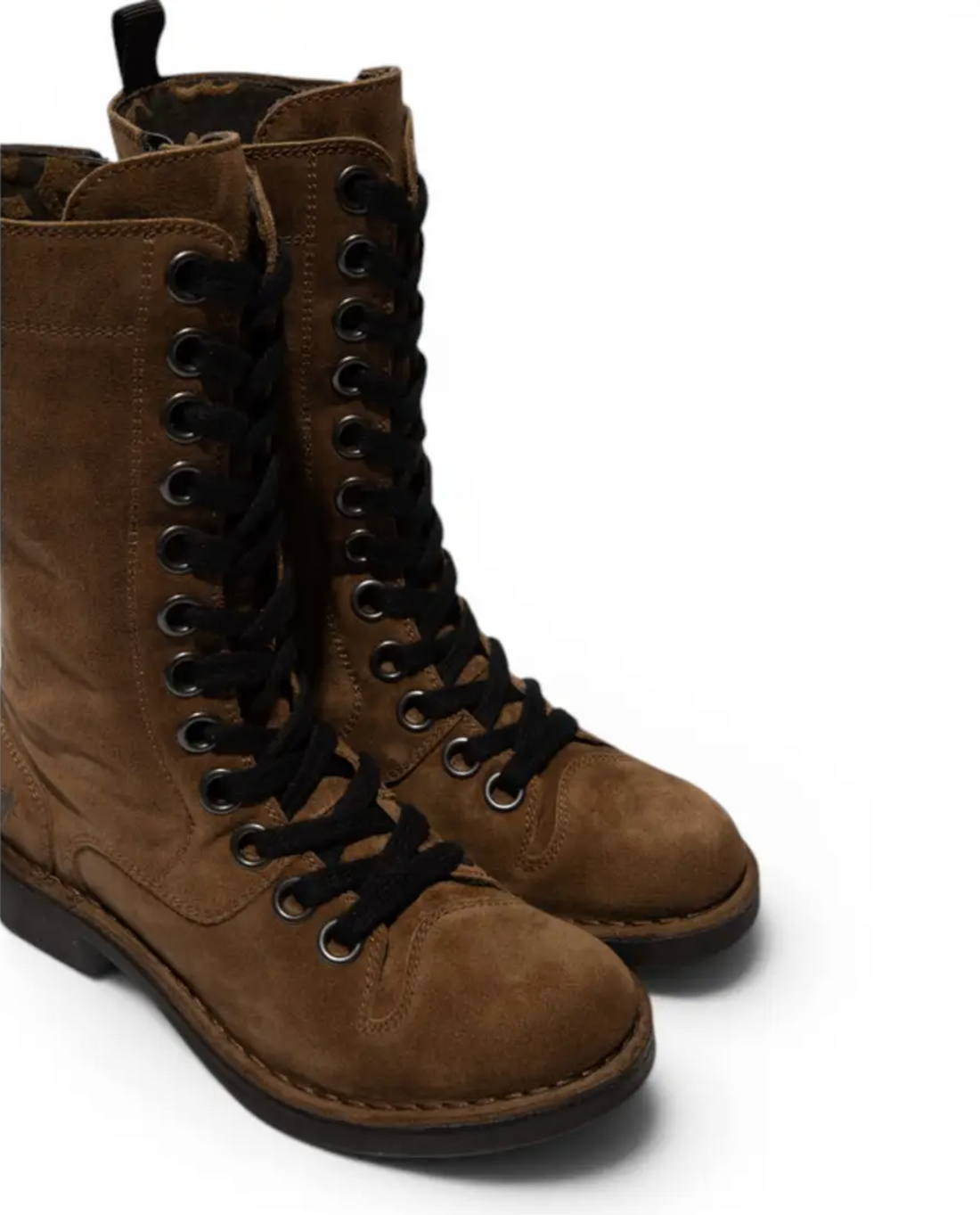 FLY NOLE 176 Flat Oil Suede Boots in Elephant Brown