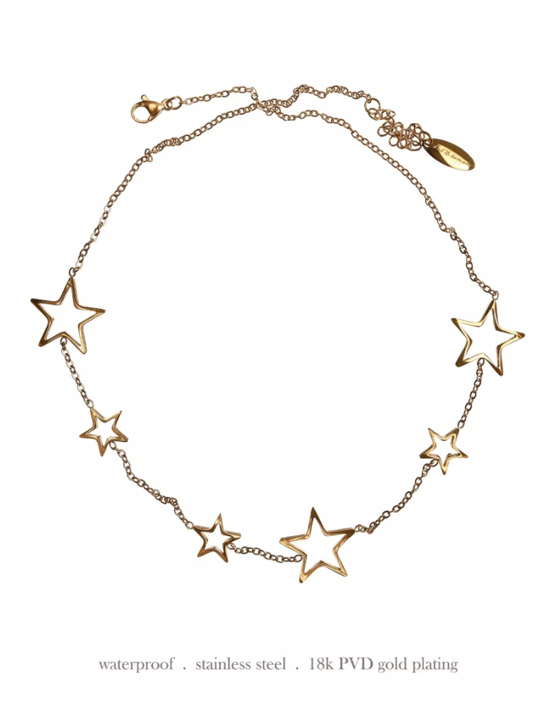 Stars in Orbit Steel Necklace in Gold - AS056