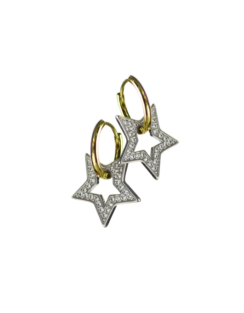Captured Star Crystal Hoop Earrings in Gold and Silver - JJ001
