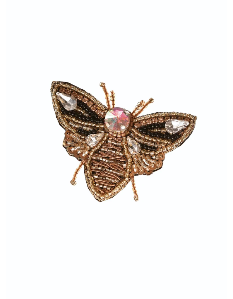 Queen Bee Manchester Hand Beaded Felt Backed Large Brooch - SB001