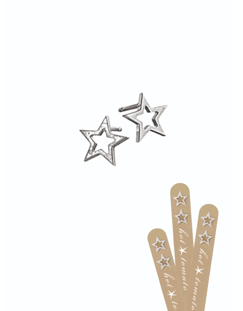Star Frame Stud Lollipop Earrings in Silver - 1 Pair - LG002