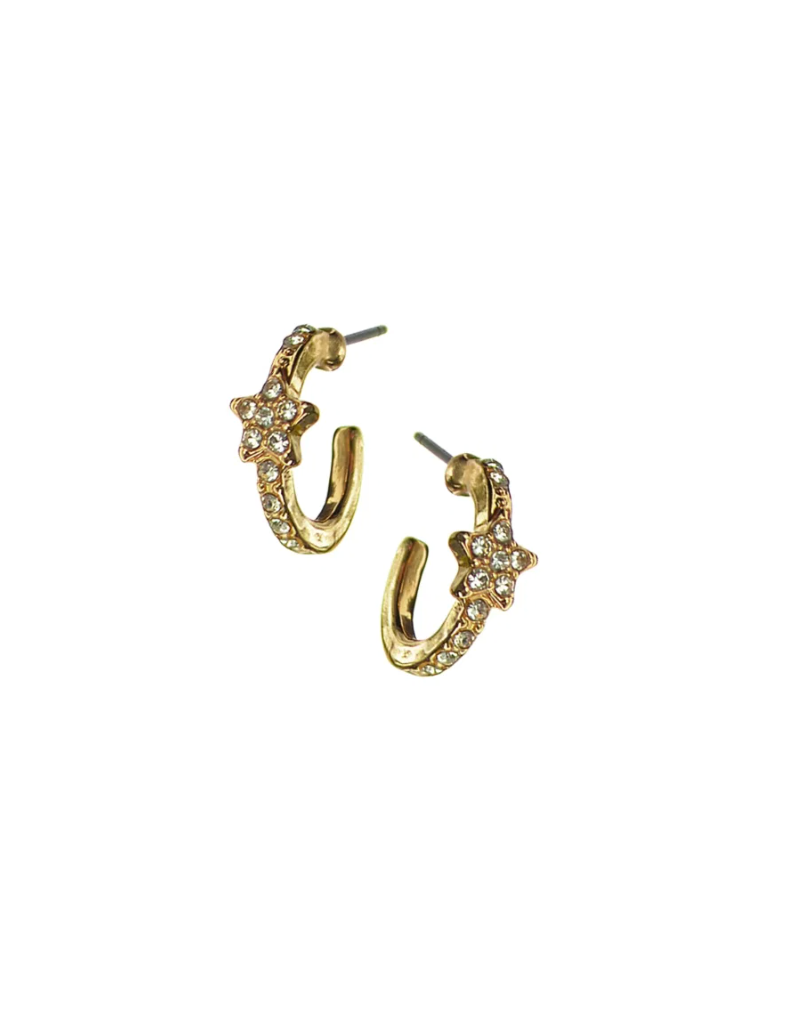 Demi Hoop Crystal Star Earrings in Gold - 1 Pair - LG157