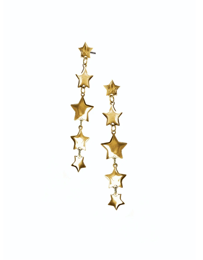 Star Drop 18k Gold PLated Earrings- 1 Pair - LG224