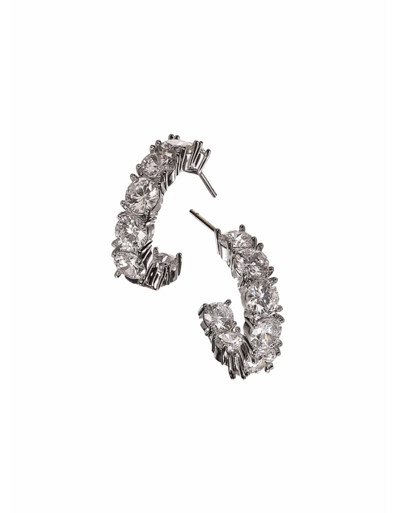 Demi Hoop Earrings in Silver Crystal - LG256