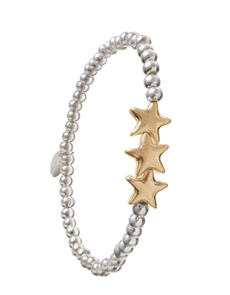 Star Trio Mixed Metal Gold and Silver Bracelet - SC455