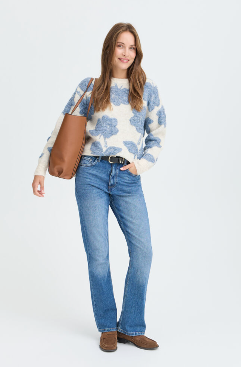 MANDA Flower Jumper in Blue and White
