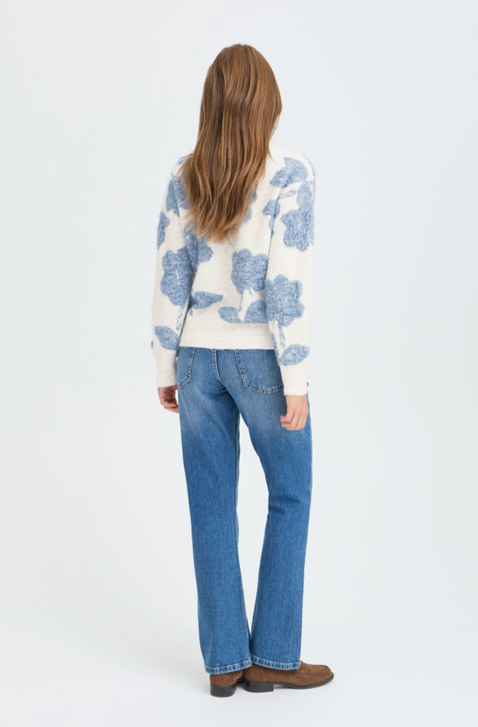 MANDA Flower Jumper in Blue and White