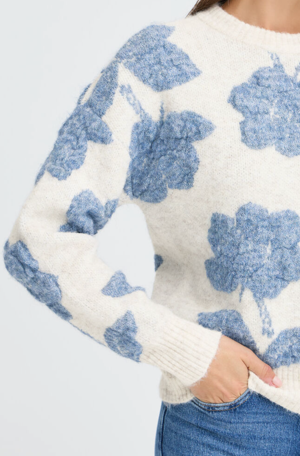 MANDA Flower Jumper in Blue and White