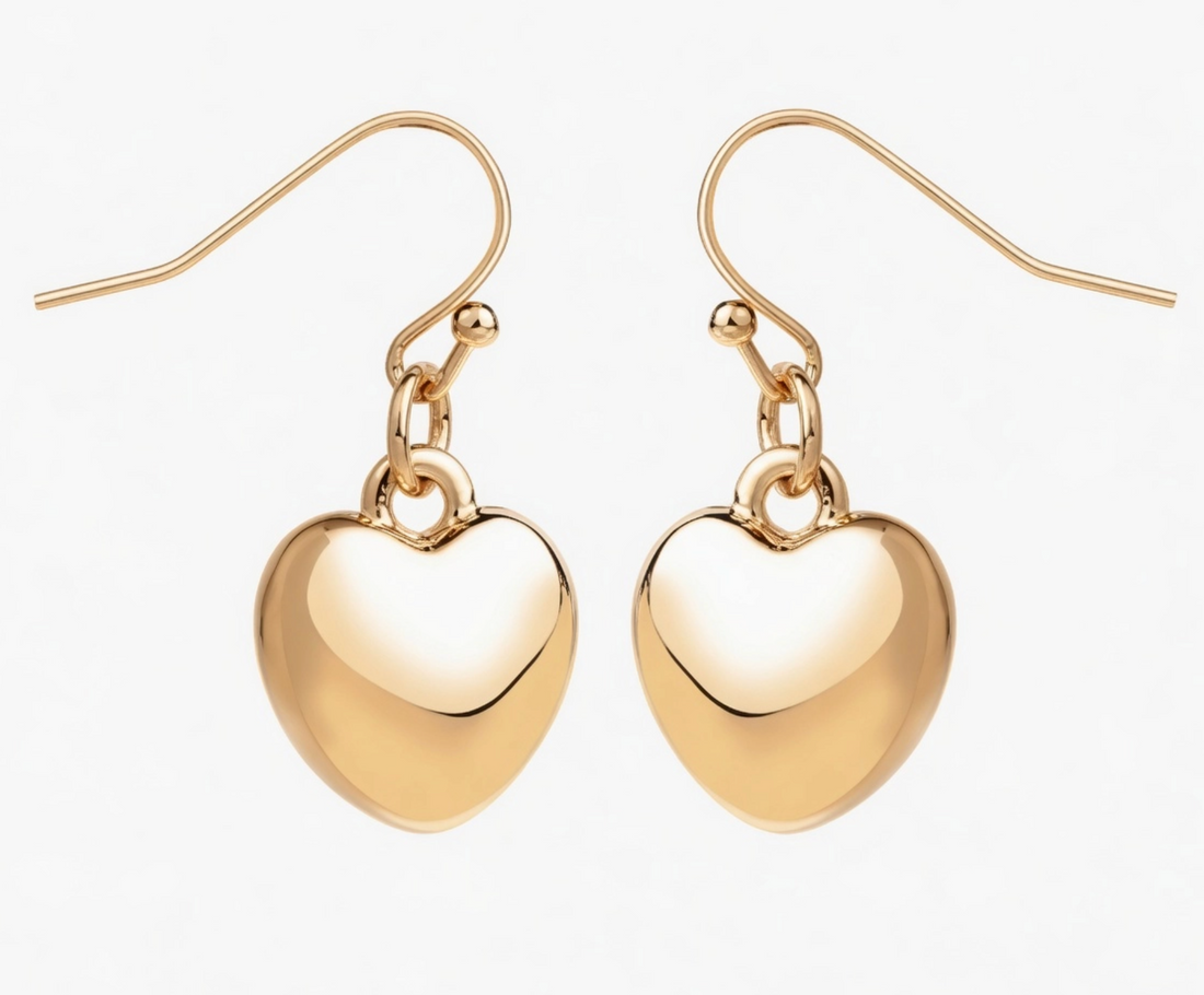 GLORY Simple Drop Heart Earrings in Gold
