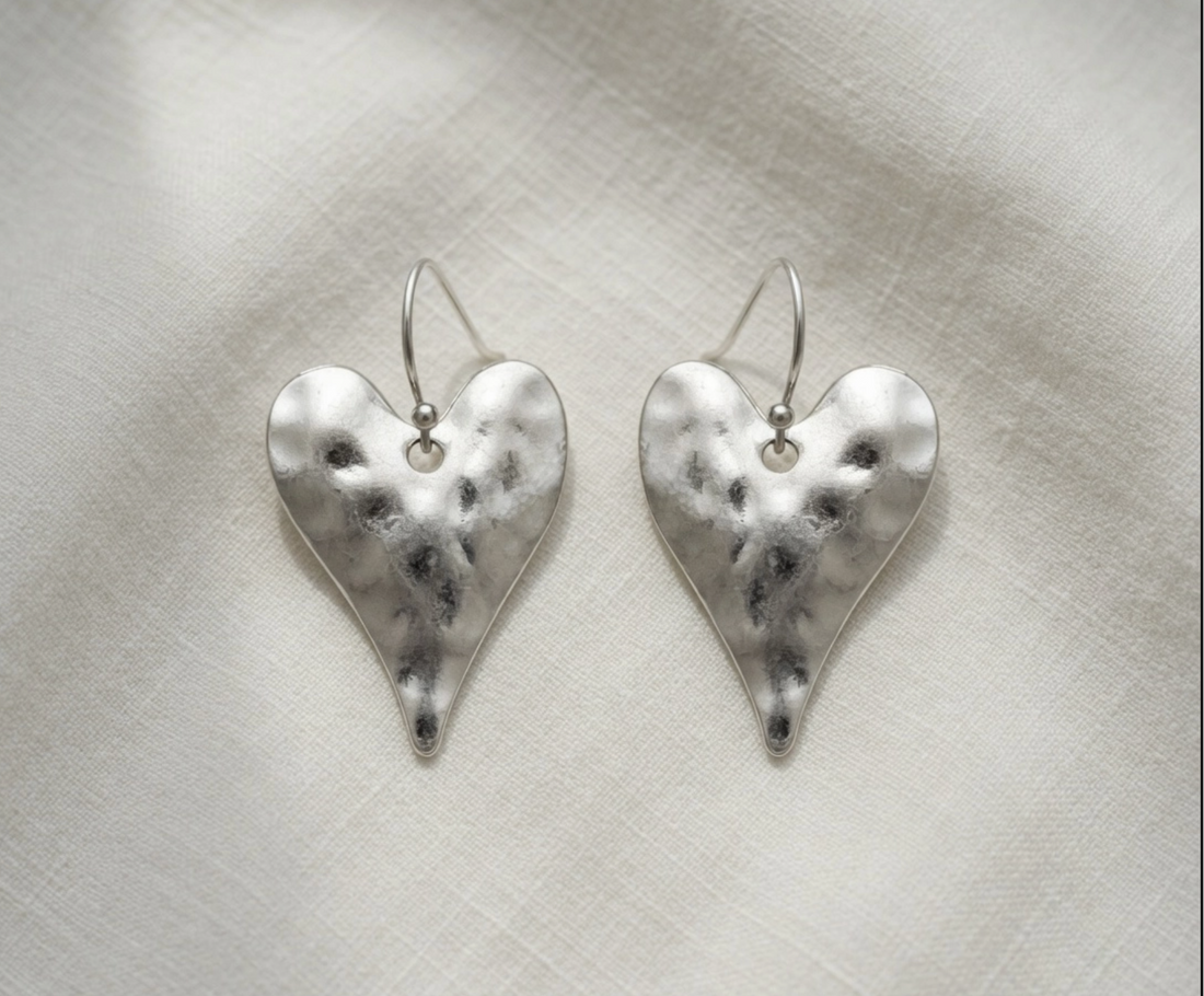 YANG Silver Heart Drop Earrings