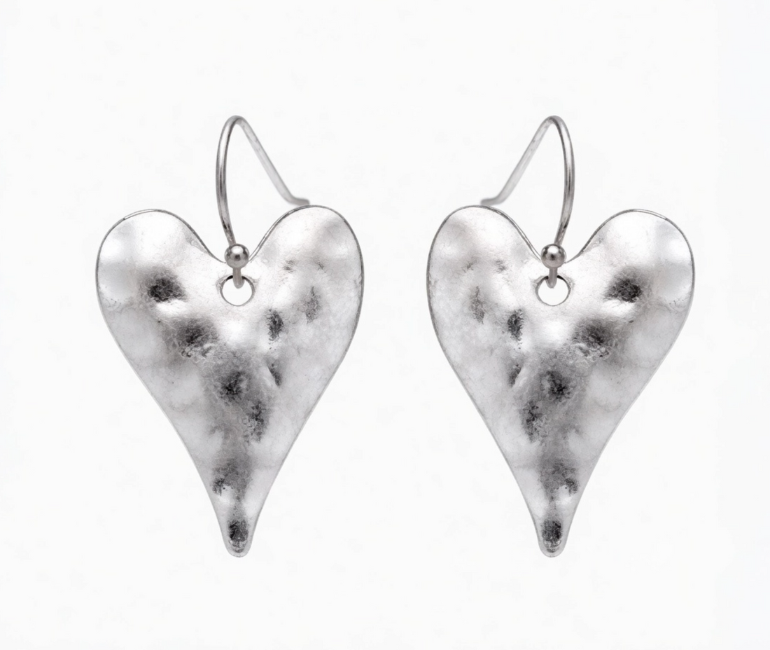 YANG Silver Heart Drop Earrings