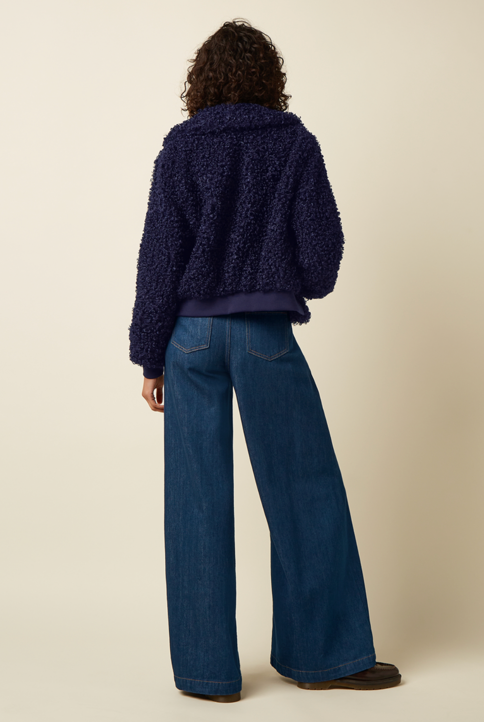 ISA Faux Fur Basil jacket in Deep Blue