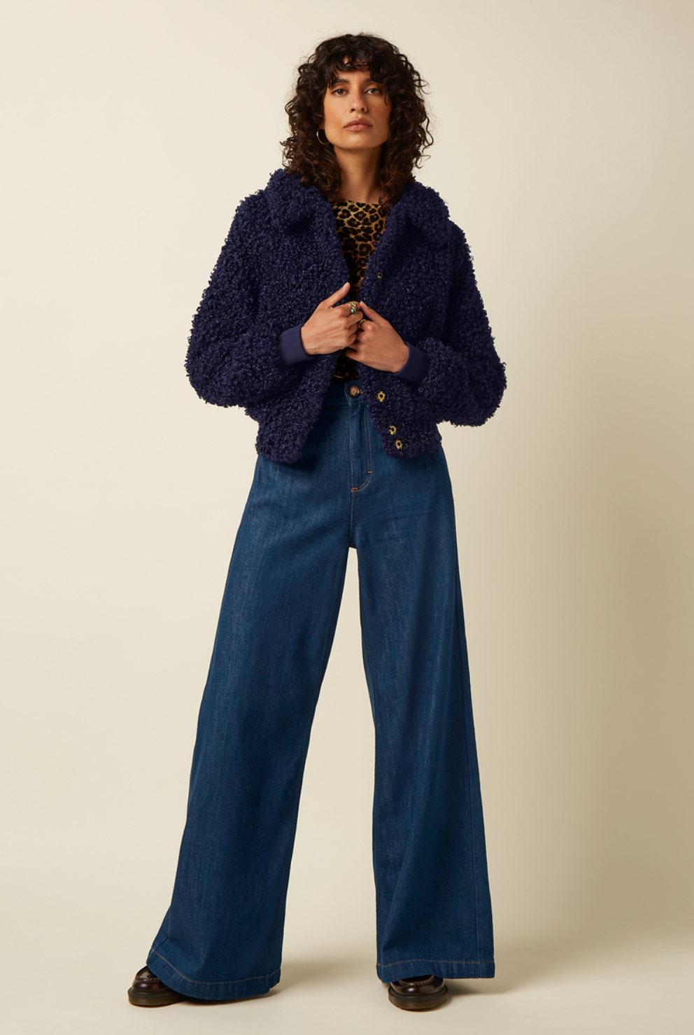 ISA Faux Fur Basil jacket in Deep Blue