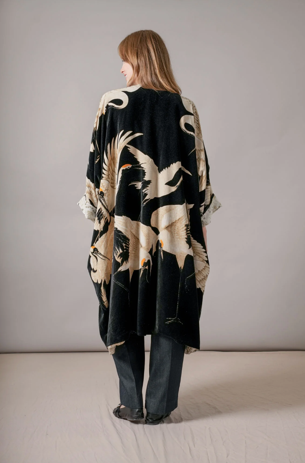 Velvet Grande Pocket Kimono in Black Srotk Print - VGRSTOBLK