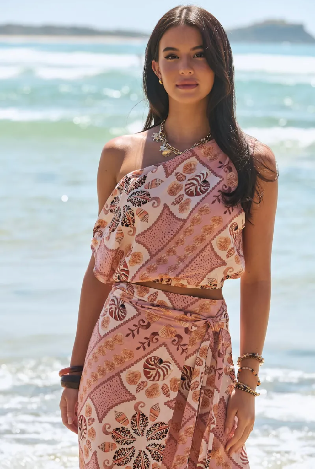 Elka Off Shoulder Crop Top in Tahitian Print
