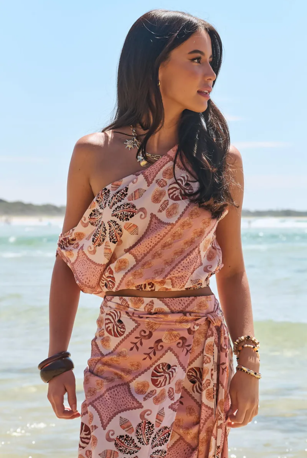 Elka Off Shoulder Crop Top in Tahitian Print