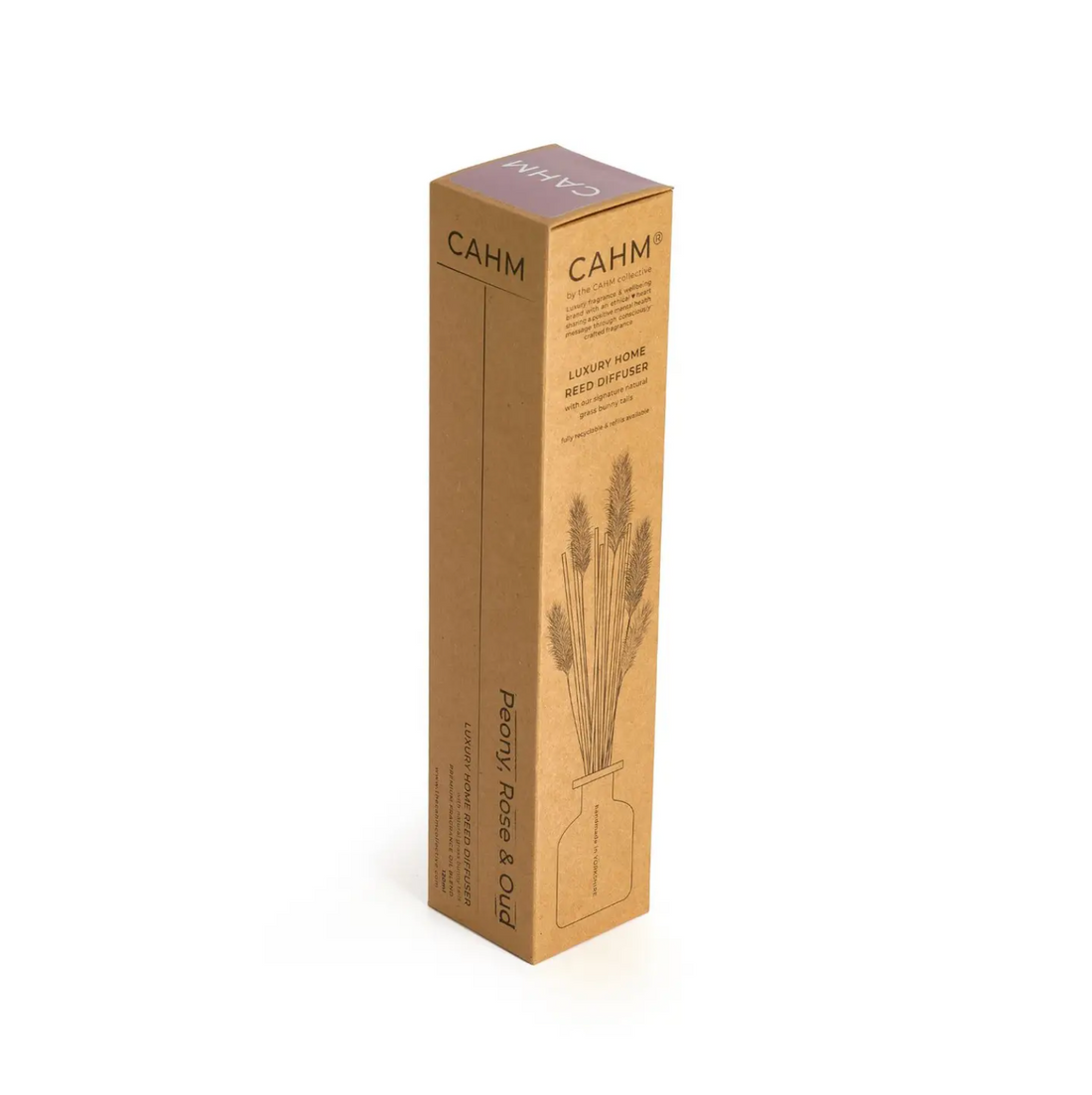 CAHM Luxury Reed Diffuser - Peony, Rose & Oud - Clear Glass